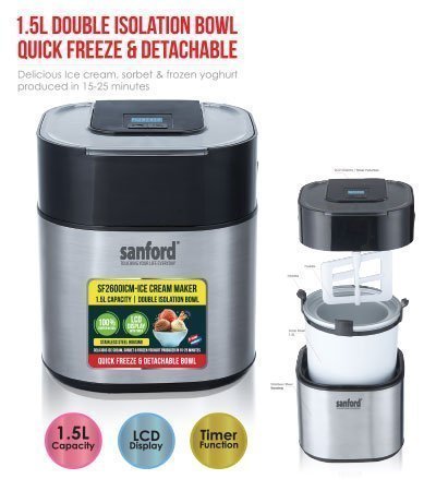 Sanford SF2600ICM 1.5L Ice Cream Maker with Display and Timer