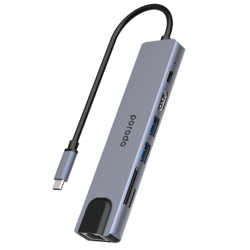 7in1 Aluminum USB-C Hub 4K HDMI 100W PD-4K71C-GY