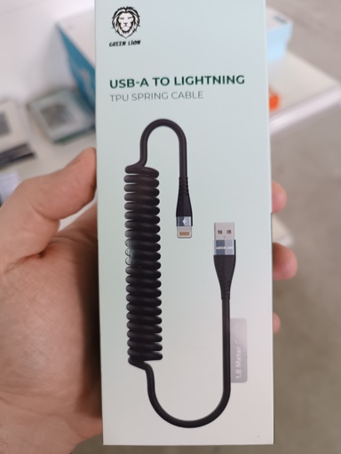 GREEN LION USB-A TO LIGHTNING TPU SPRING CABLE (GNSPRNGATLBK)