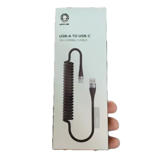GREEN LION USB-A TO USB-C TPU SPRING CABLE (GNSPRNGATCBK)