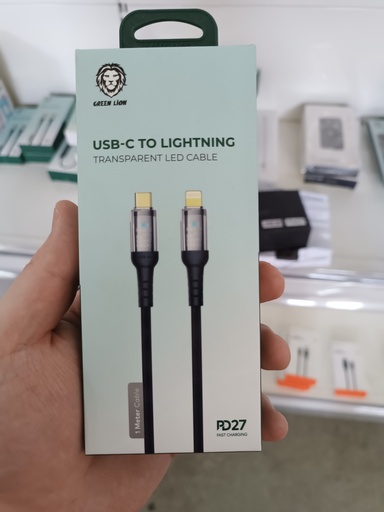 GREEN LION USB-C TO LIGHTNING TRANSPARENT LED CABLE (GNLEDC27CTLBK)