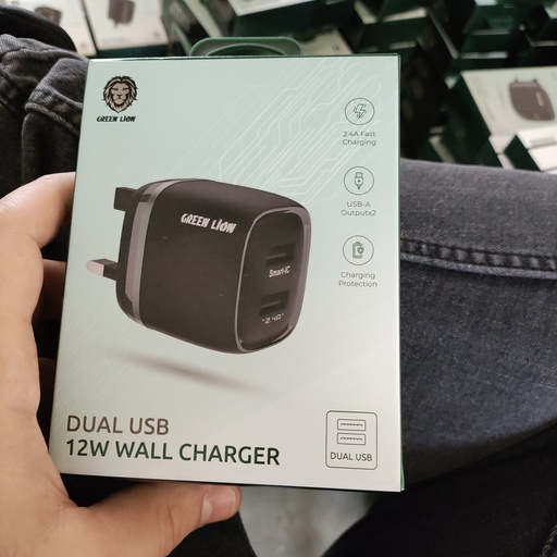 DUAL USB 12W WALL CHARGER GN2USBUK12BK