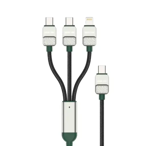 Green Lion Braided ElectroPlated Cable USB-C to C+C+L GN3N1ECCGNBK