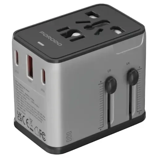 محول السفر العالمي Porodo MegaVolt PDFWCH088SLBK